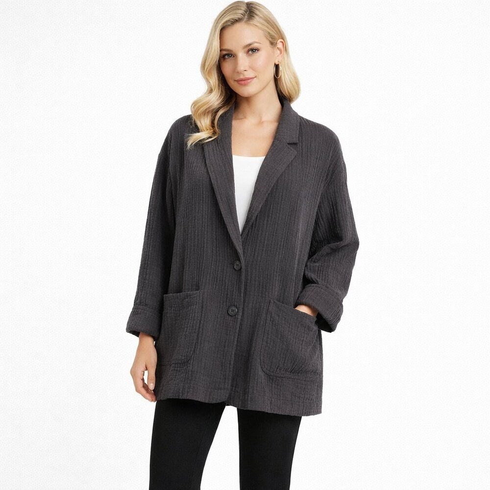 Madewell Grey Lightspun Dorset Single Breasted Slouchy Minimalist Blazer Size S - Picture 13 of 13